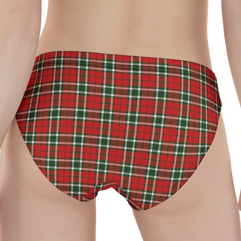 Red Green And White Tartan Pattern Print Women's Panties