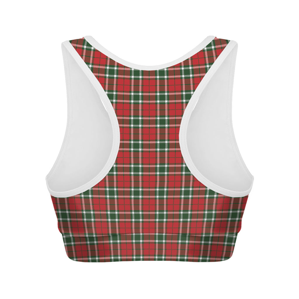 Red Green And White Tartan Pattern Print Women's Sports Bra