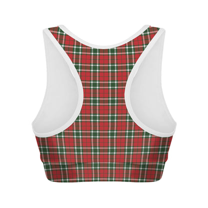 Red Green And White Tartan Pattern Print Women's Sports Bra