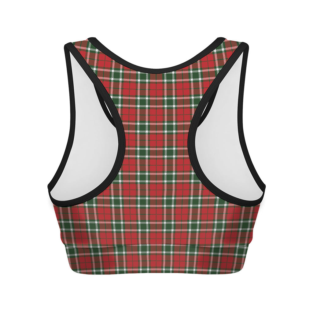Red Green And White Tartan Pattern Print Women's Sports Bra