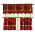 Red Green And Yellow Stewart Print 3 Piece Kitchen Curtains