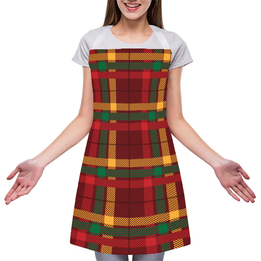 Red Green And Yellow Stewart Print Adjustable Apron