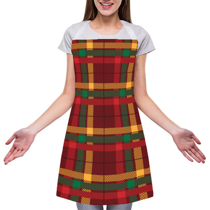 Red Green And Yellow Stewart Print Adjustable Apron
