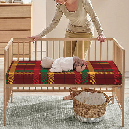Red Green And Yellow Stewart Print Baby Crib Sheet
