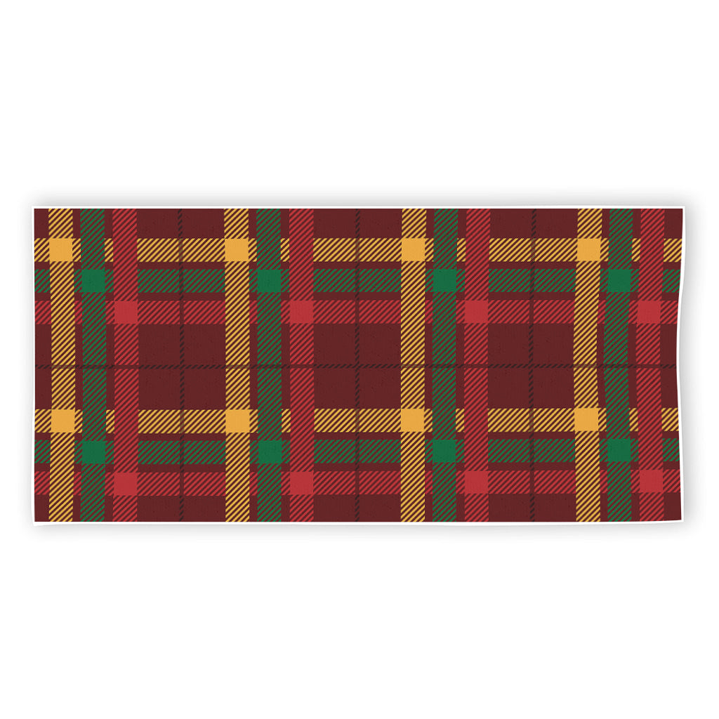 Red Green And Yellow Stewart Print Beach Towel