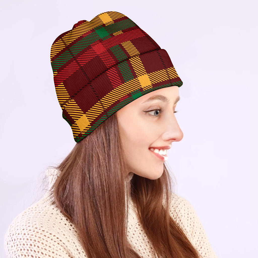 Red Green And Yellow Stewart Print Beanie