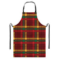 Red Green And Yellow Stewart Print Bib Apron With Pocket