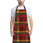 Red Green And Yellow Stewart Print Bib Apron With Pocket