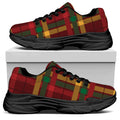 Red Green And Yellow Stewart Print Black Chunky Shoes