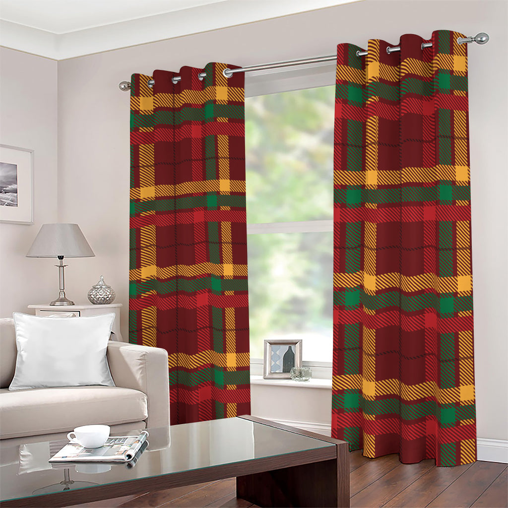 Red Green And Yellow Stewart Print Blackout Grommet Curtains