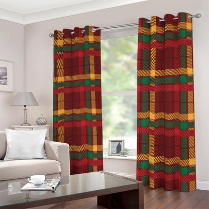 Red Green And Yellow Stewart Print Blackout Grommet Curtains