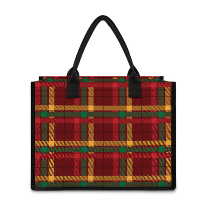 Red Green And Yellow Stewart Print Canvas Tote Bag