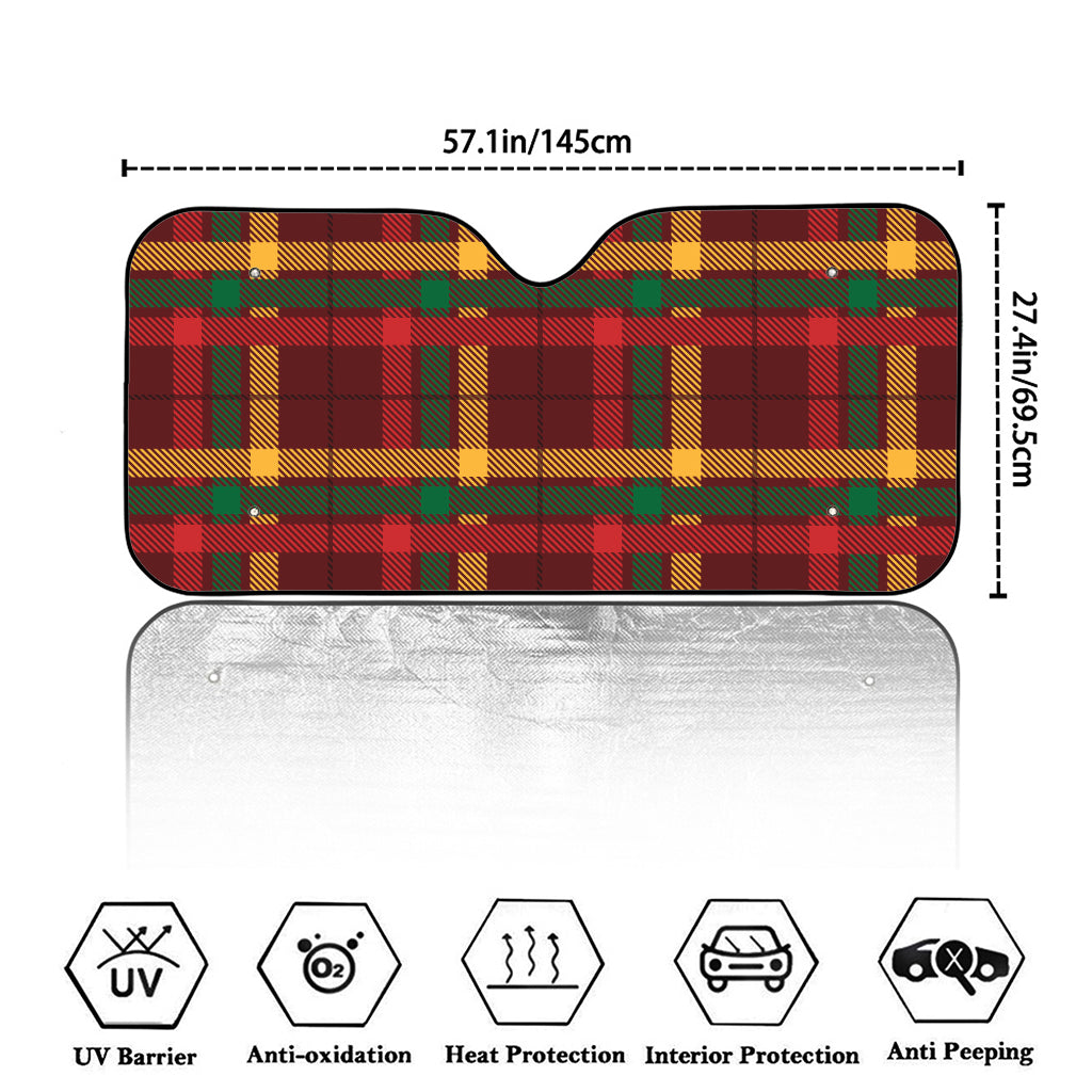 Red Green And Yellow Stewart Print Car Windshield Sun Shade