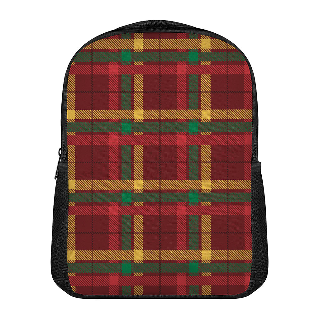 Red Green And Yellow Stewart Print Casual Backpack
