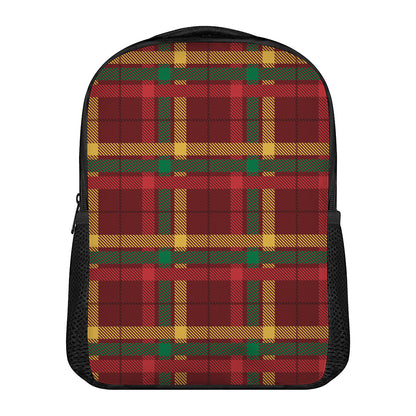 Red Green And Yellow Stewart Print Casual Backpack