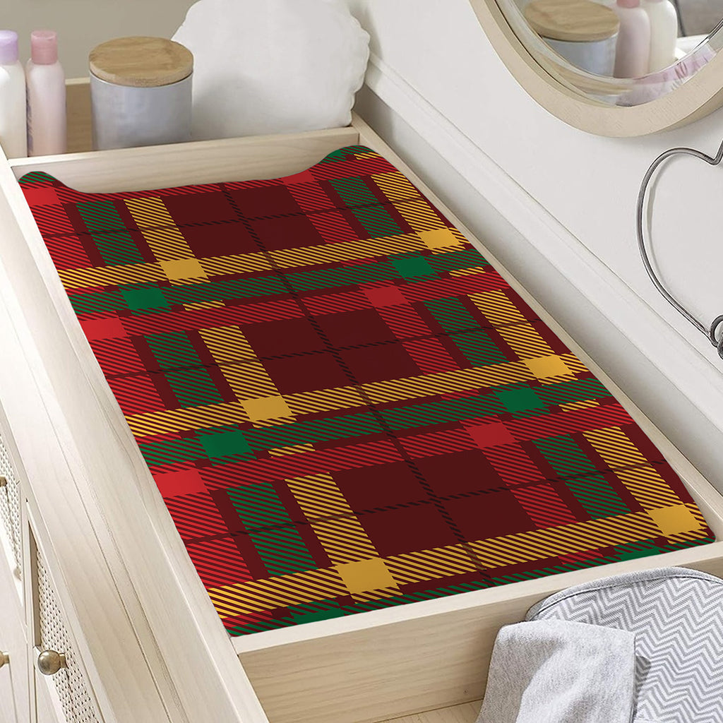 Red Green And Yellow Stewart Print Changing Pad Cover