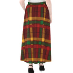 Red Green And Yellow Stewart Print Chiffon Maxi Skirt