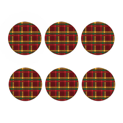 Red Green And Yellow Stewart Print Coaster Set