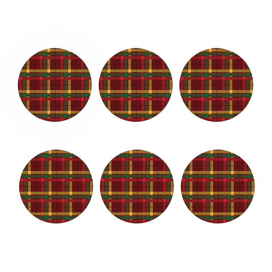 Red Green And Yellow Stewart Print Coaster Set