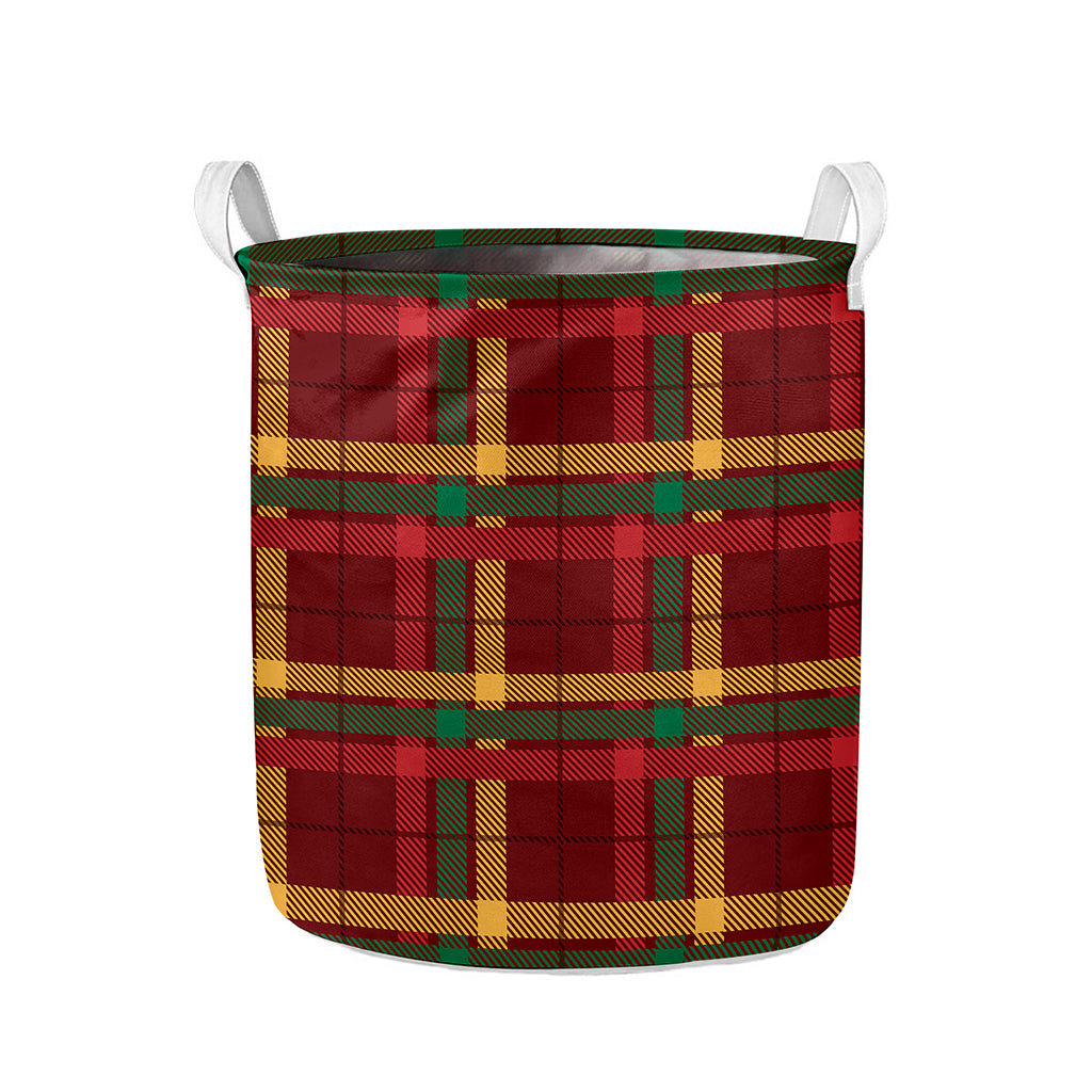 Red Green And Yellow Stewart Print Collapsible Laundry Basket