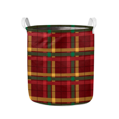 Red Green And Yellow Stewart Print Collapsible Laundry Basket