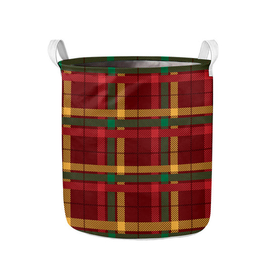 Red Green And Yellow Stewart Print Collapsible Laundry Basket