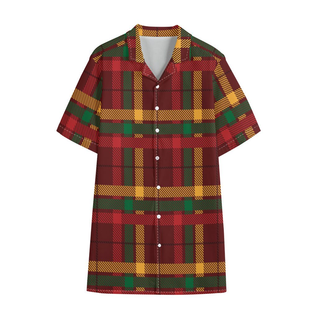 Red Green And Yellow Stewart Print Cotton Hawaiian Shirt