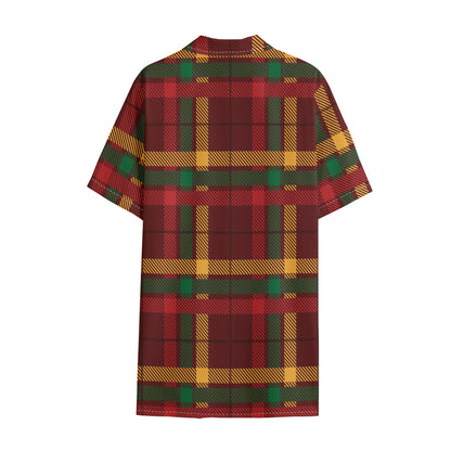 Red Green And Yellow Stewart Print Cotton Hawaiian Shirt