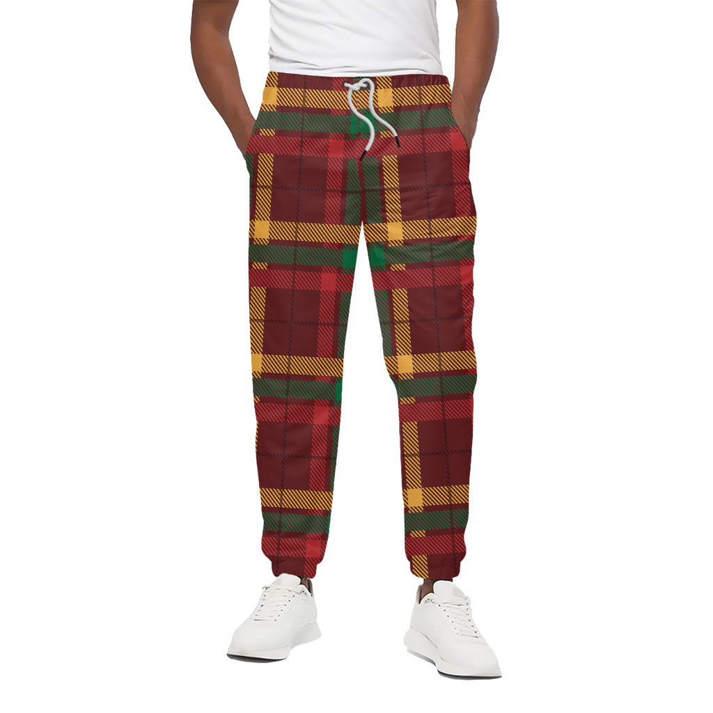 Red Green And Yellow Stewart Print Cotton Pants