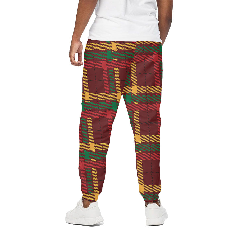 Red Green And Yellow Stewart Print Cotton Pants