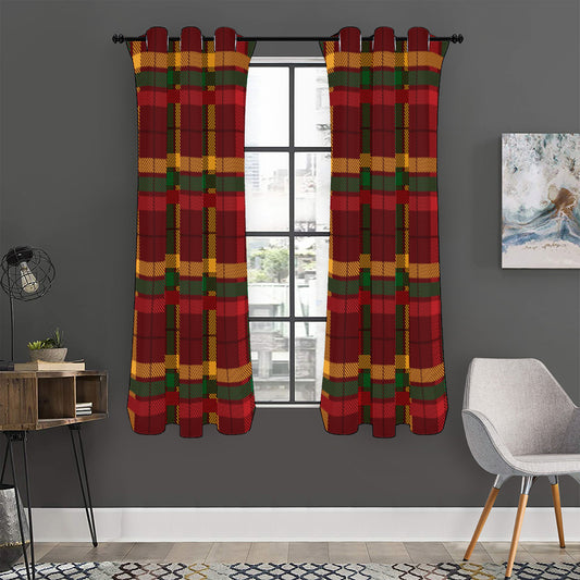 Red Green And Yellow Stewart Print Curtain
