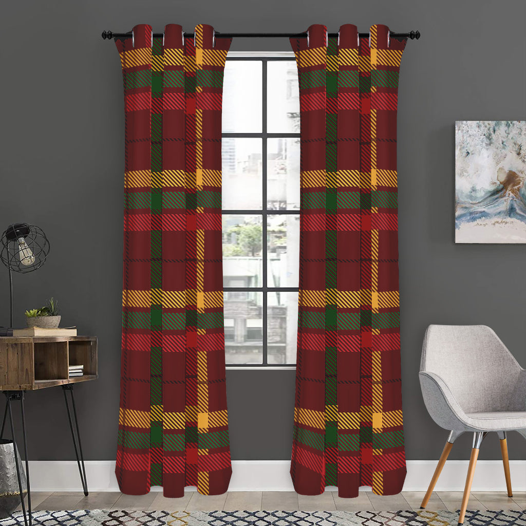Red Green And Yellow Stewart Print Curtain