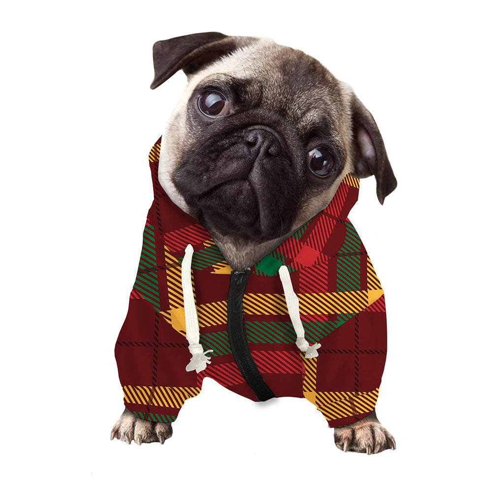 Red Green And Yellow Stewart Print Dog Zip Up Hoodie