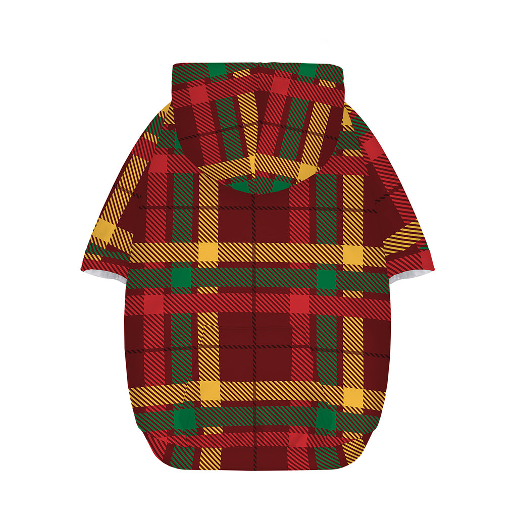 Red Green And Yellow Stewart Print Dog Zip Up Hoodie