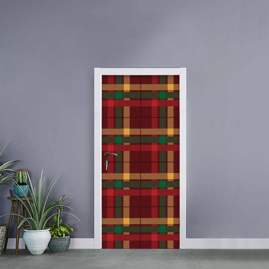 Red Green And Yellow Stewart Print Door Sticker