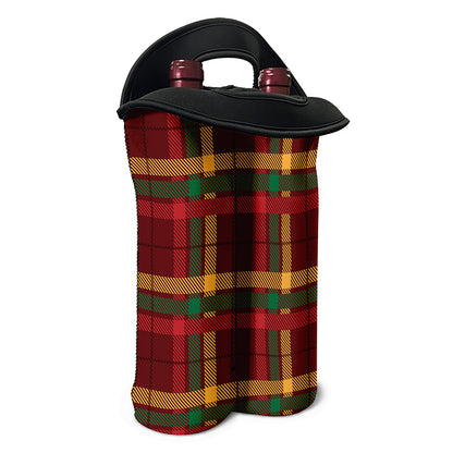Red Green And Yellow Stewart Print Double Neoprene Wine Tote