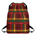 Red Green And Yellow Stewart Print Drawstring Backpack