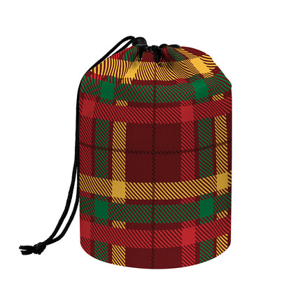 Red Green And Yellow Stewart Print Drawstring Makeup Bag