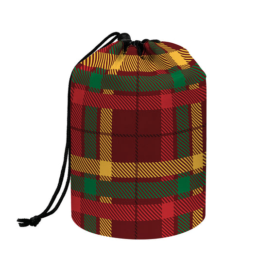 Red Green And Yellow Stewart Print Drawstring Makeup Bag
