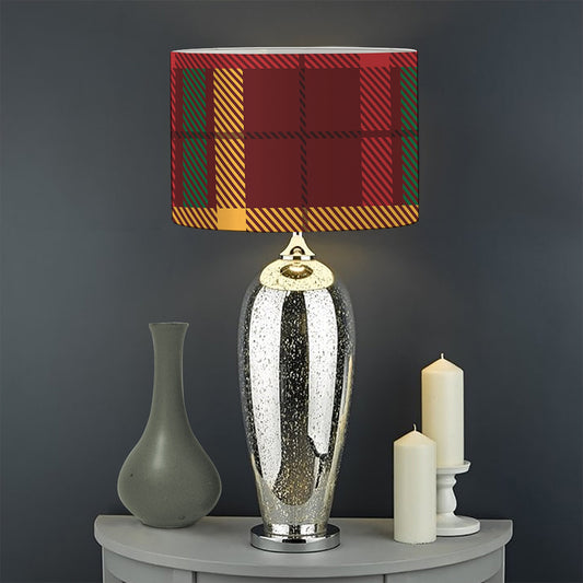Red Green And Yellow Stewart Print Drum Lamp Shade