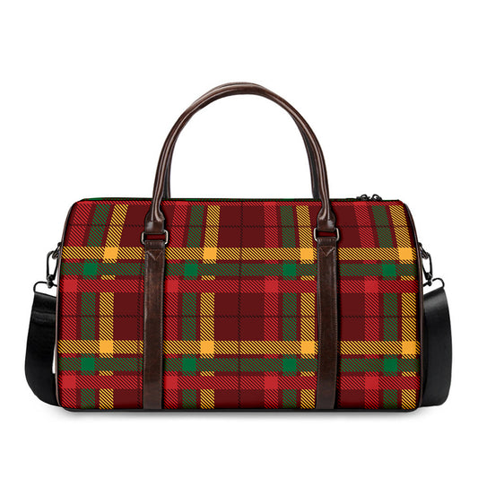 Red Green And Yellow Stewart Print Duffle Bag
