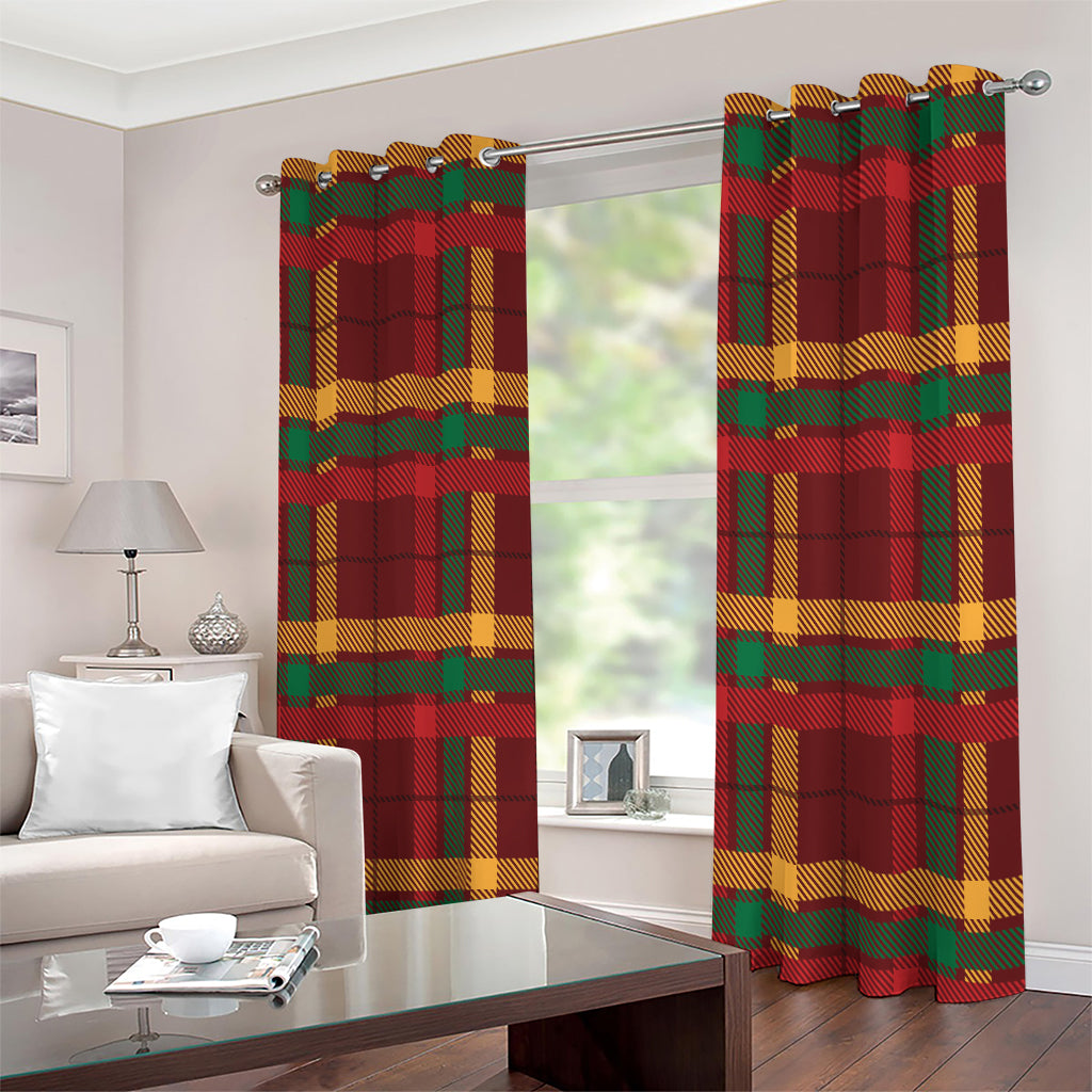 Red Green And Yellow Stewart Print Extra Wide Grommet Curtains