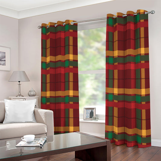 Red Green And Yellow Stewart Print Extra Wide Grommet Curtains