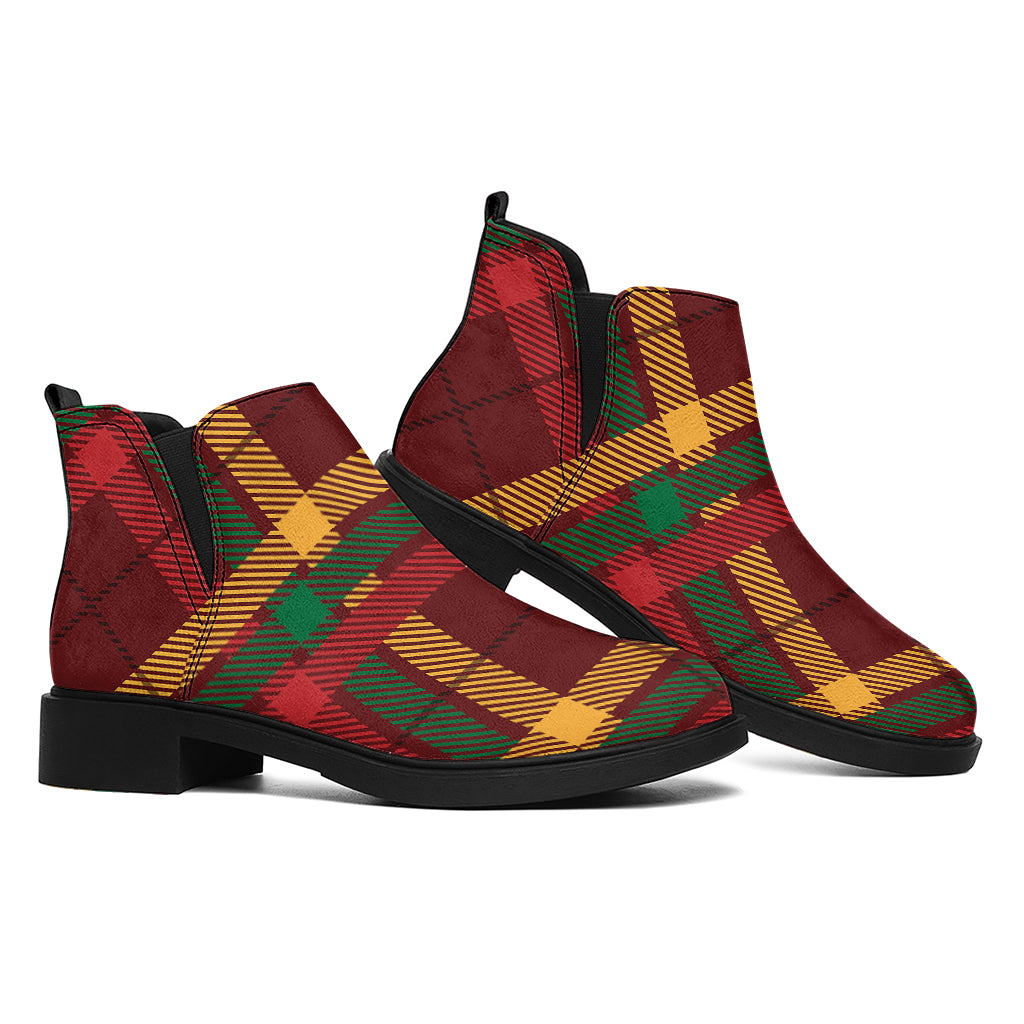 Red Green And Yellow Stewart Print Flat Ankle Boots