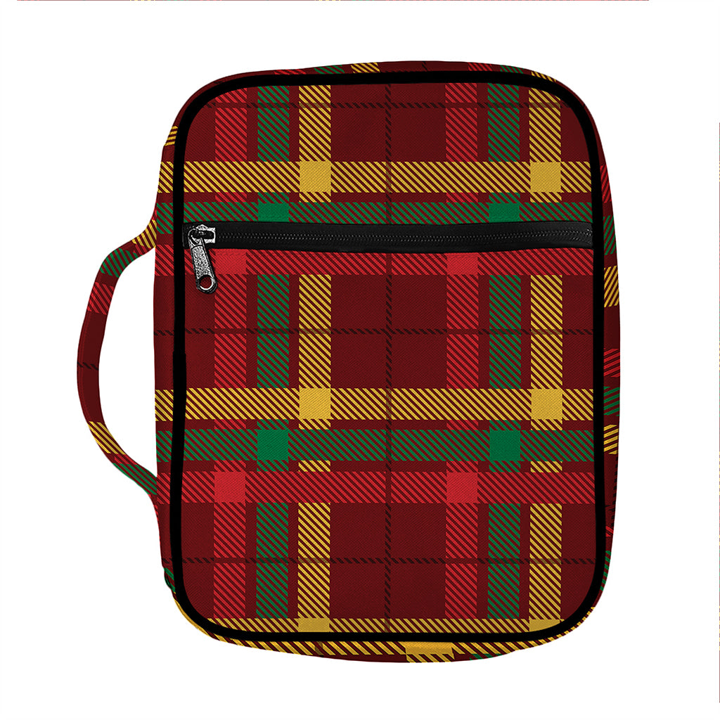 Red Green And Yellow Stewart Print Front Pocket Bible Bag