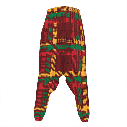 Red Green And Yellow Stewart Print Hammer Pants