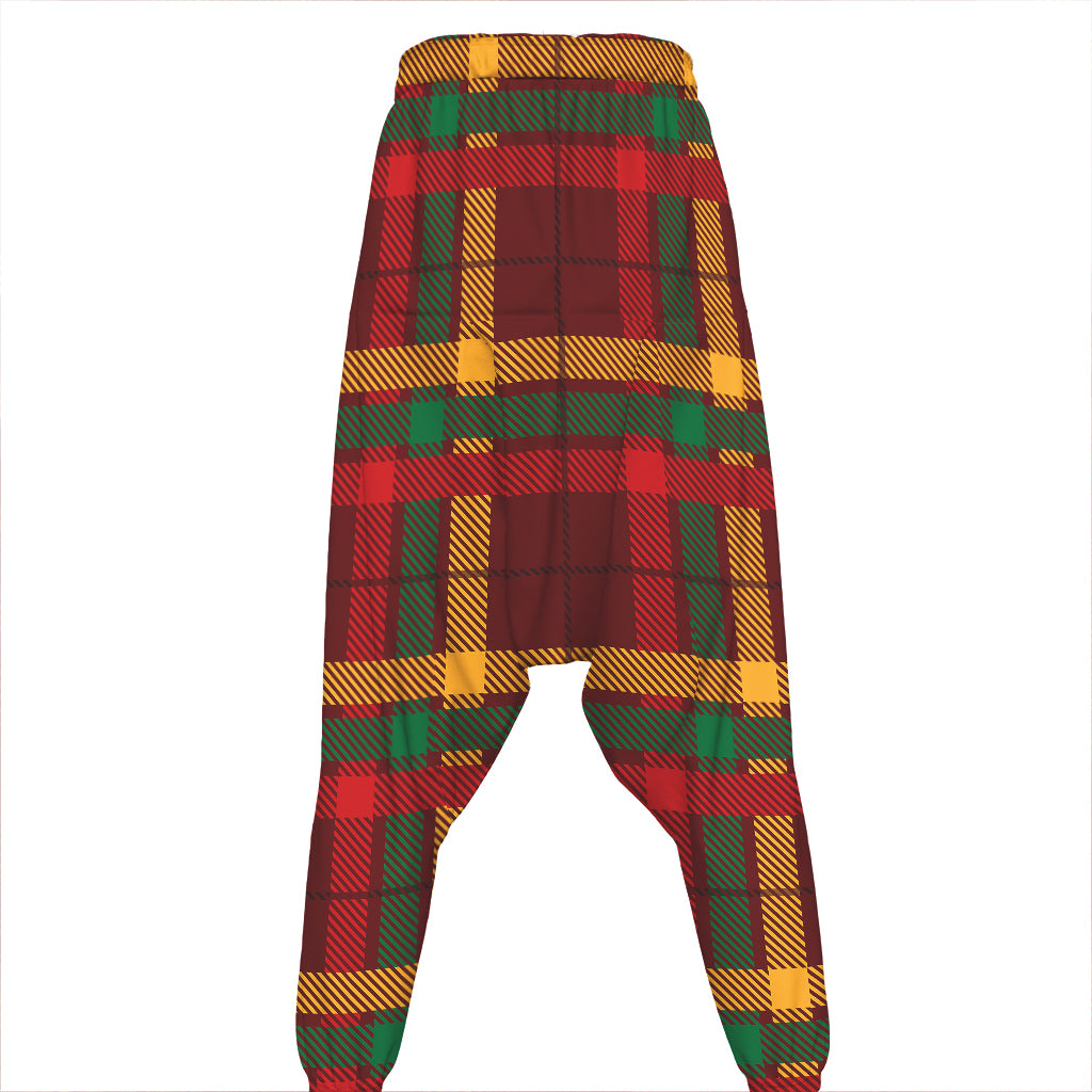 Red Green And Yellow Stewart Print Hammer Pants