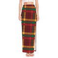 Red Green And Yellow Stewart Print High Slit Maxi Skirt