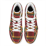 Red Green And Yellow Stewart Print High Top Leather Sneakers