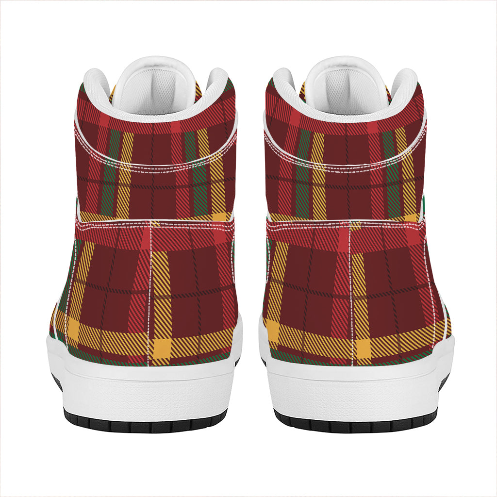 Red Green And Yellow Stewart Print High Top Leather Sneakers
